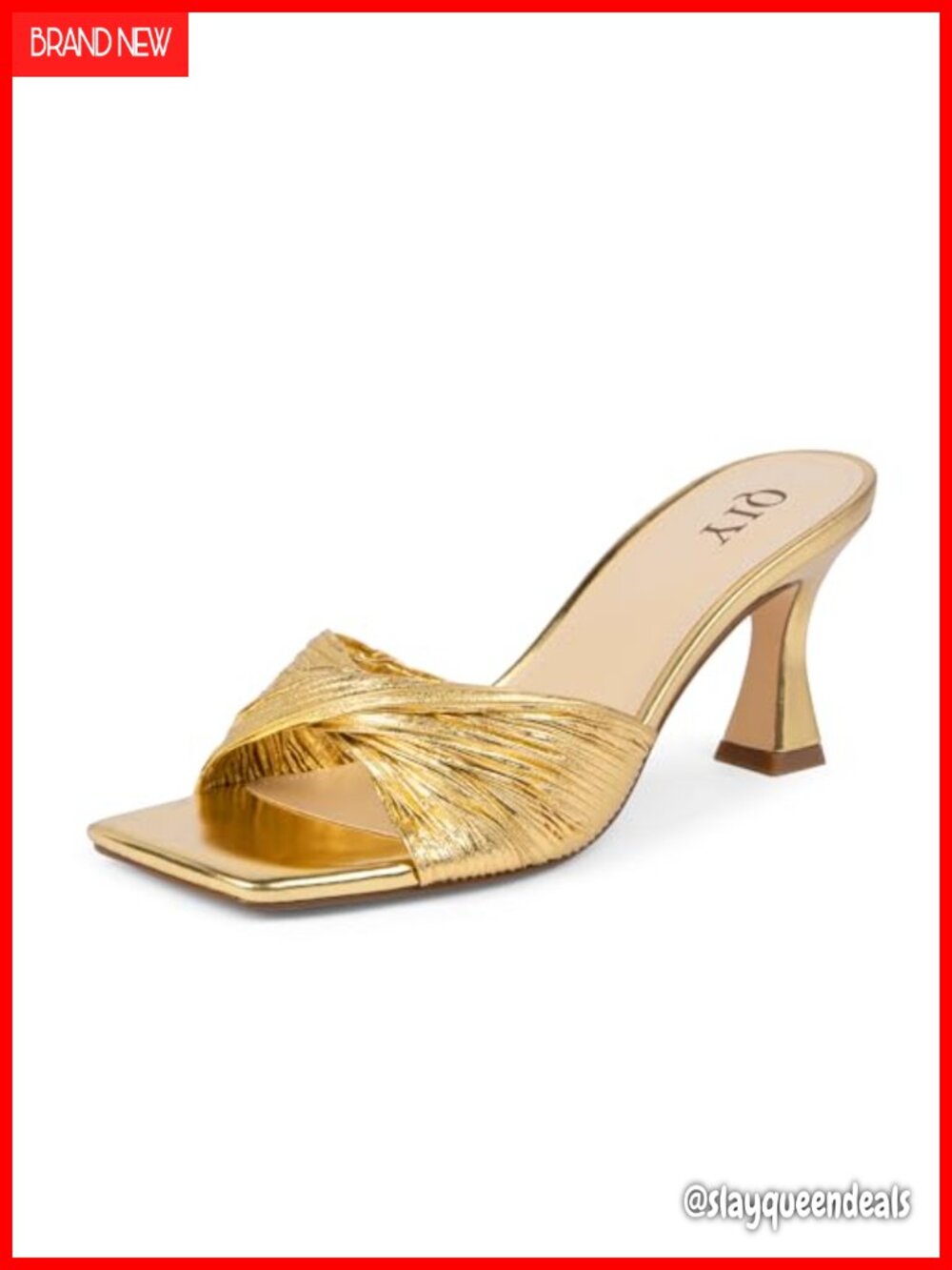 Kitten Heel Mule Sandals Open Square Toe Twisted Knot Satin Women's